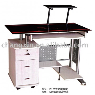 MDF modern glass metal computer desksCX-CD-131(W)